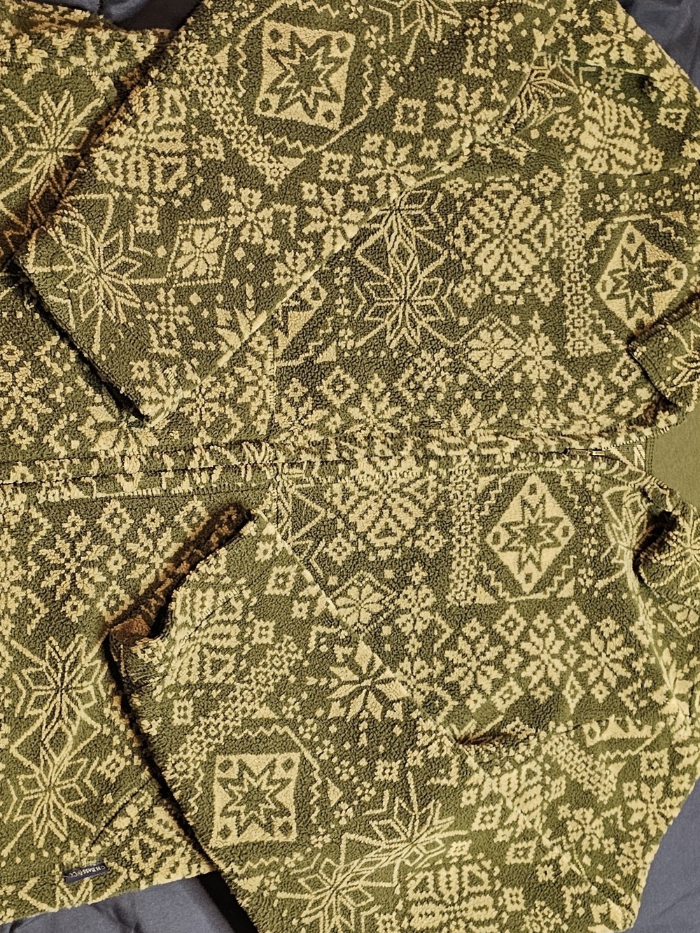 G.H. Bass & Co. Olive Green and Cream Patterned Coat